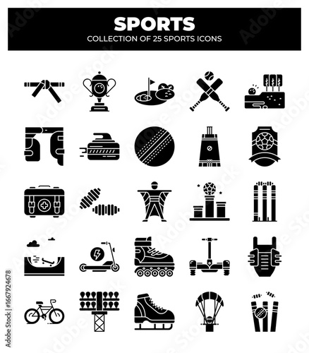 Collection of 25 Sports Icons. A Visual Guide to Various Sports and Activities