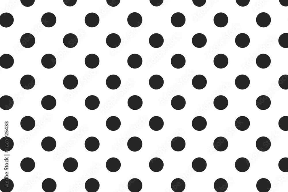 Dot seamless pattern polka background. Abstract pattern with black dots on white. Abstract geometric shape. Geometrical backdrop. Polka dot fabric. Dotted geometric pattern.