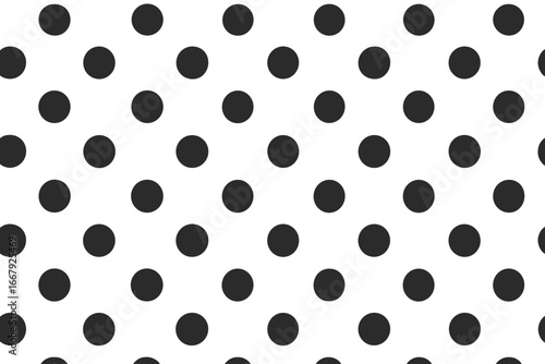 Black and white polka dot seamless pattern vector. Classic abstract geometric background with repeating circles. Simple monochrome design for fabric, textile, and wallpaper.