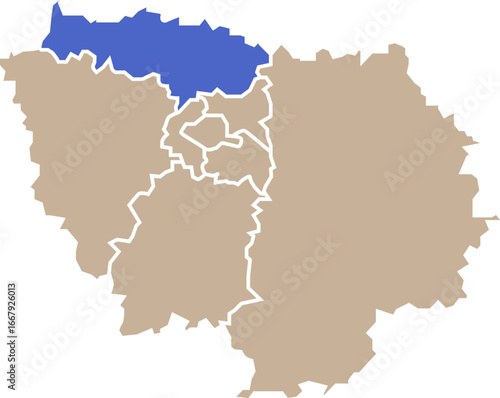 Illustration carte de la région Île-de-France avec département Val-d'oise mis en lumière