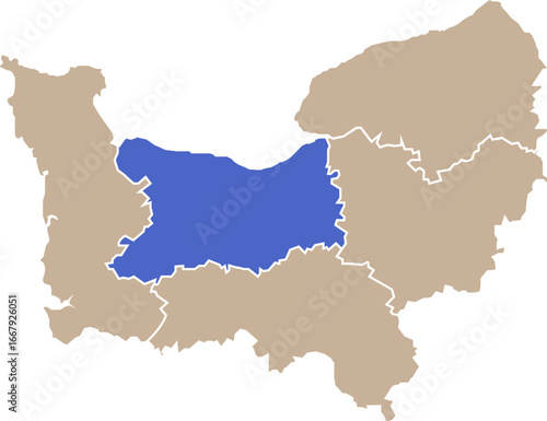 Illustration carte de la région Normandie avec département Calvados mis en lumière