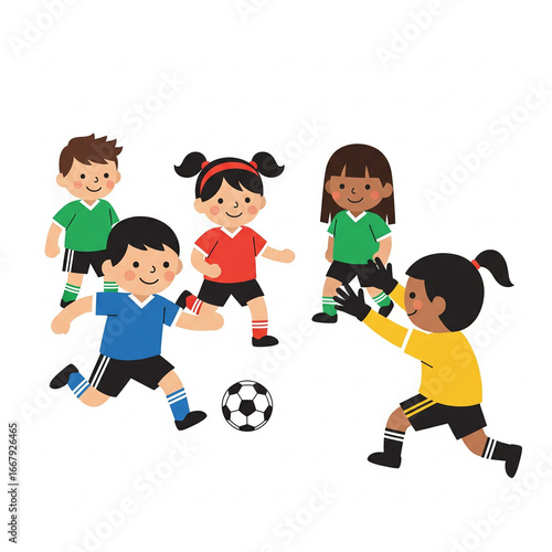 Kids Playing Football Vector