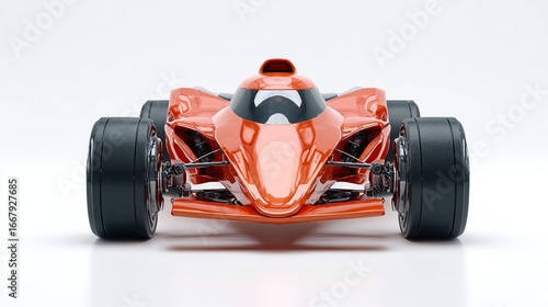 Wallpaper Mural Sleek orange formula race car, centered frontal view against a white backdrop Torontodigital.ca