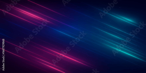 Abstract blue background with rays of light and glowing, flowing patterns creates a feeling of energetic motion