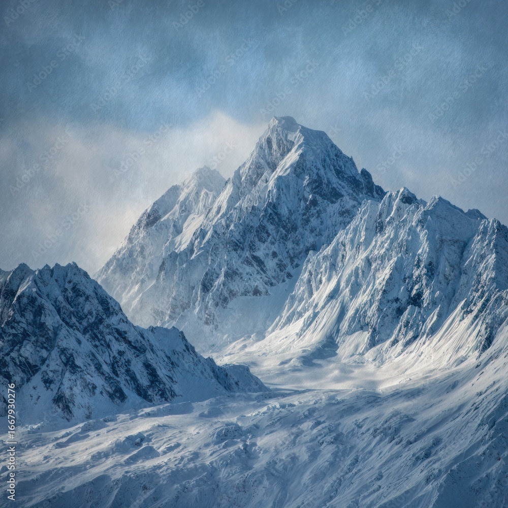 Obraz premium textured snowy peaks Alaska range