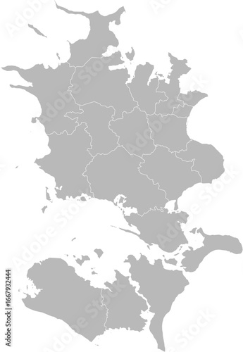 Region Zealand (Sjælland) of Denmark – administrative vector map with municipality boundaries (UTM projection, PPT-compatible & fully editable)