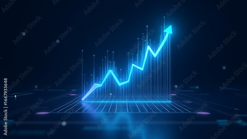 Naklejka premium Stock market growth chart financial analysis business investment graph concept