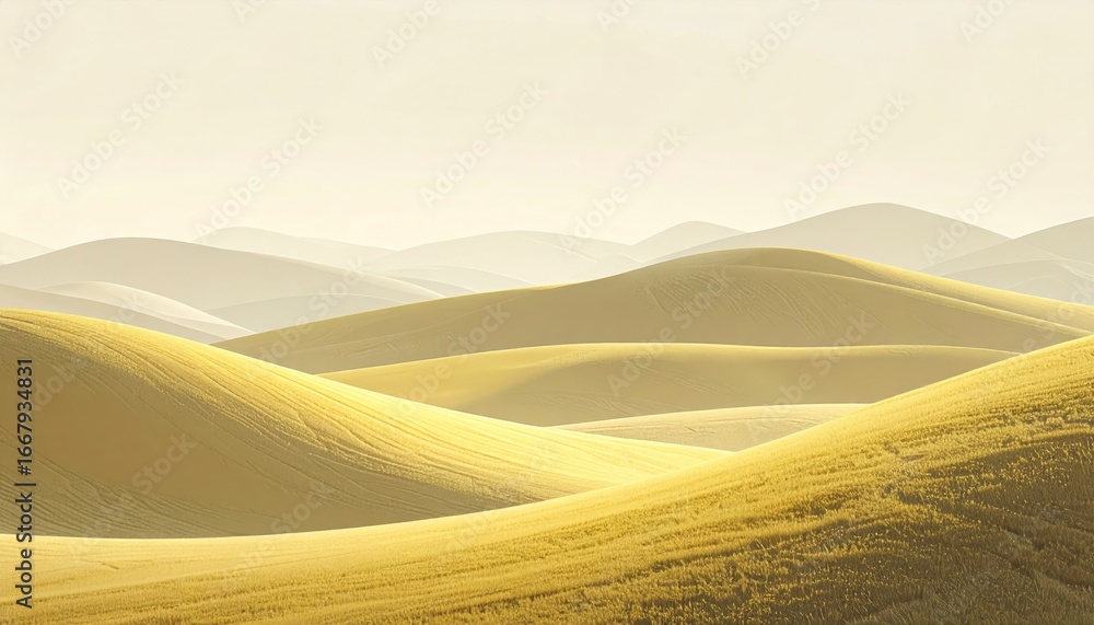 Fototapeta premium Sahara desert landscape with sun-drenched sand dunes