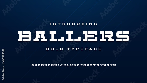 Bold modern strong display stencil slab serif font ballers typeface