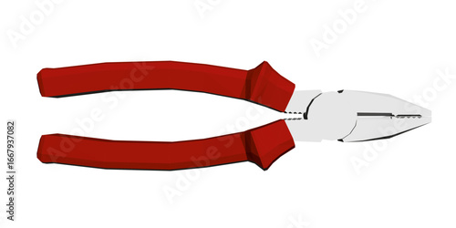 Red wire cutting pliers with curved handle and sharp pointed tip on white background. The polygonal design ensures precision for cutting through wires.