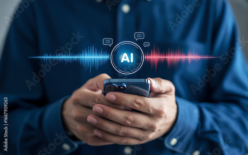 Ai technology on mobile phone artificial intelligence concept