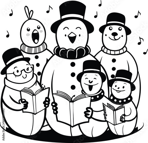 Snowmen Singing In A Snowy Choir