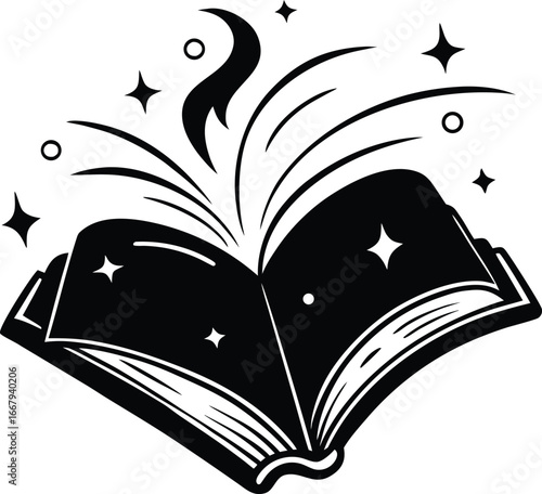Spell Book Floating With Sparks