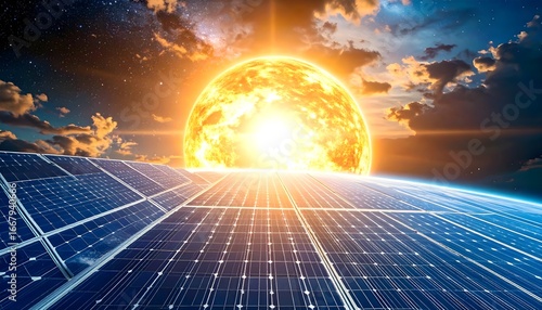 Cosmic Solar Farm Floating in Space Copy Space