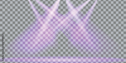 Purple Stage spotlight effect isolated on transparent background
