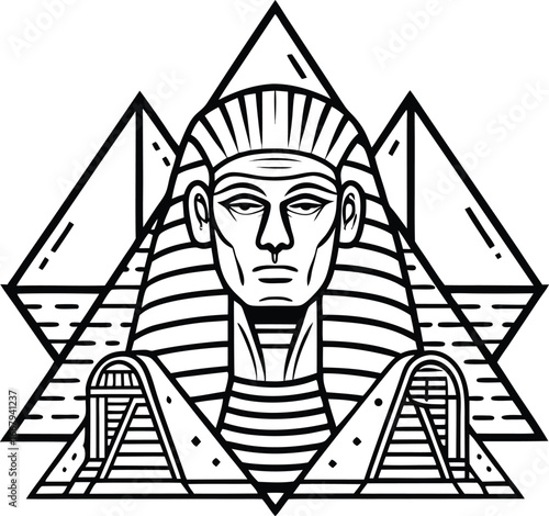 Sphinx And Pyramids In Triangle Composition