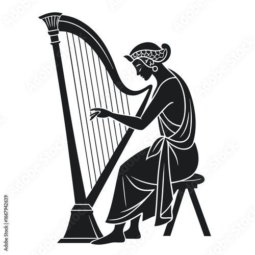 Ancient harpist silhouette