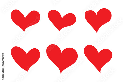 Heart icon. Red heart icons set. Different simple vector hearts and love. Like button icon. Vector illustration eps 10