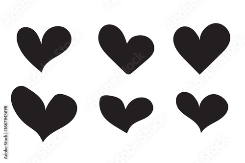 set of heart vector icons in simple flat design representing love care romance and affection concept ideal for valentine wedding and relationship themed design