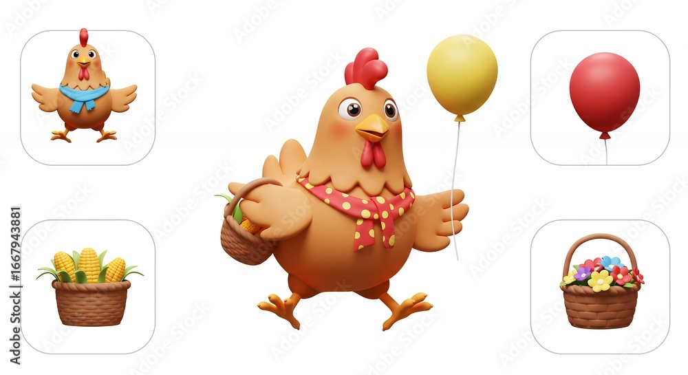 Naklejka premium Cartoon chicken illustration for commercial use