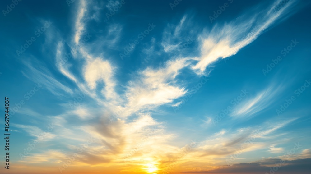 Obraz premium Breathtaking sunset over the horizon coastal landscape nature photography peaceful atmosphere wide angle serenity and beauty