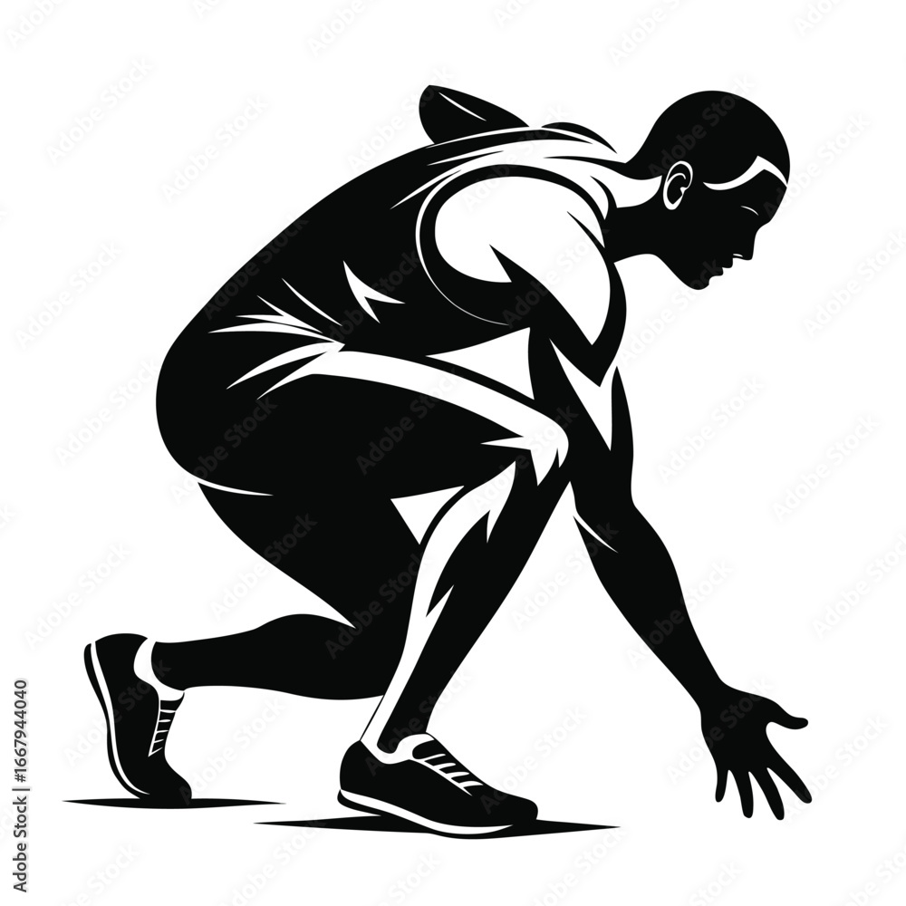 Fototapeta premium Sprinter Crouching At Starting Position