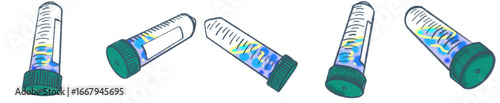 Test Tube with DNA Spiral Illustration PNG for Science Infographic and Presentation