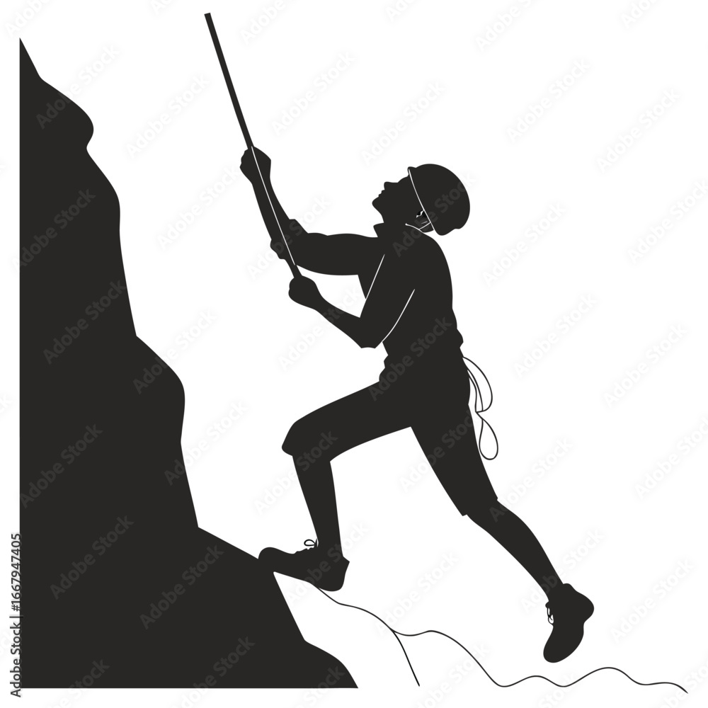 Obraz premium Person climbing glacier silhouette