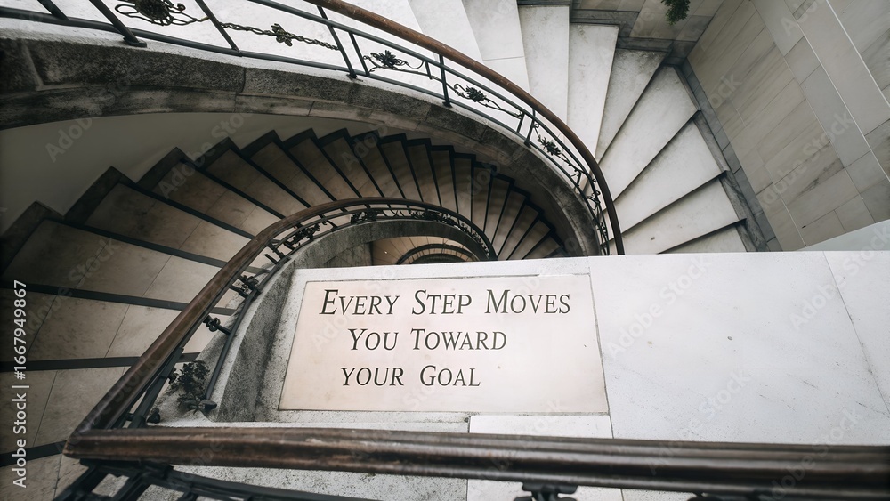 Fototapeta premium Inspirational Staircase with Motivational Quote on Marble Sign