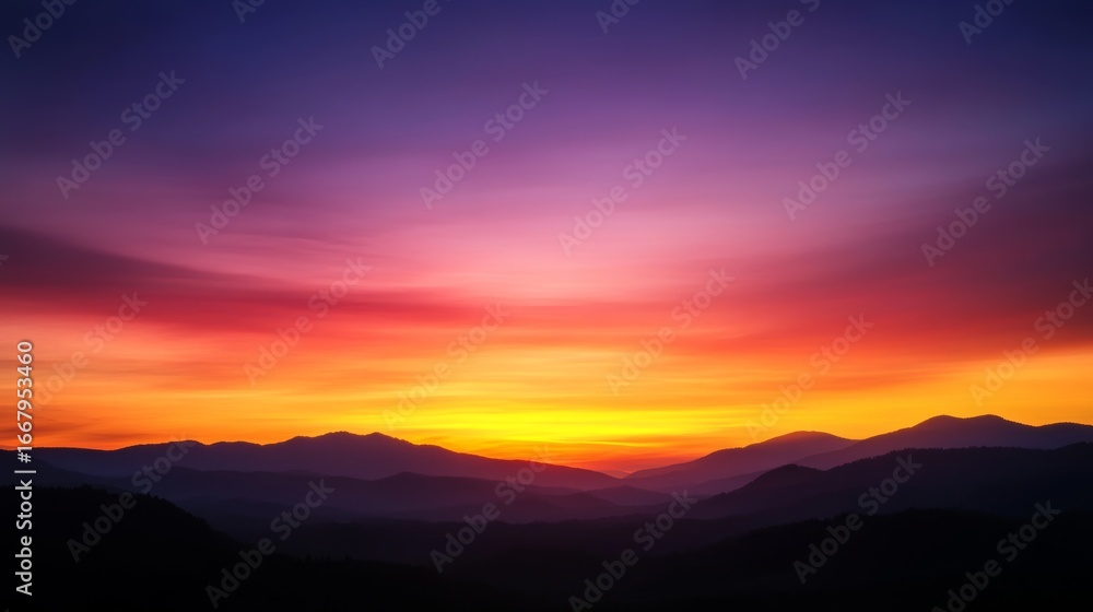Obraz premium Stunning sunset over mountains nature landscape vibrant colors peaceful environment captivating viewpoint serenity concept