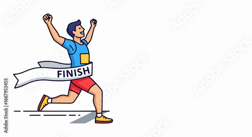 Athlete Celebrates Crossing the Finish Line in a Race.