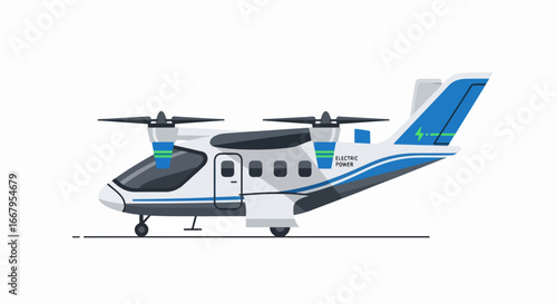 Modern Electric Vertical Takeoff and Landing Aircraft eVTOL.