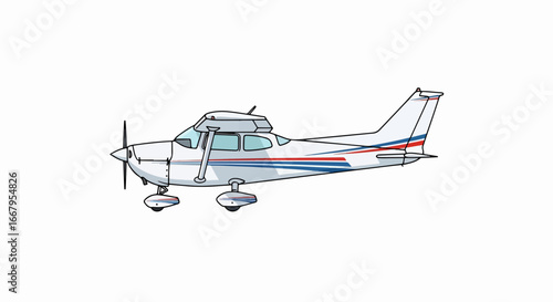 Side view of a white and silver airplane illustration.
