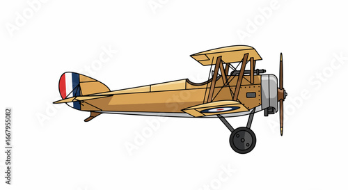 Vintage Yellow Biplane Illustration - Classic Aviation Design.