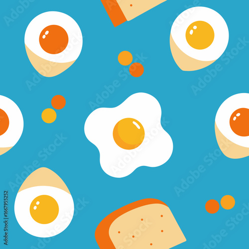 breakfast items bread eggs pattern