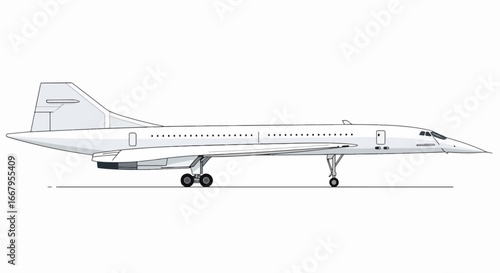 Concorde Supersonic Jet Side View.