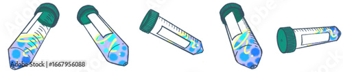 Test Tube with DNA Spiral Illustration PNG for Science Infographic and Presentation