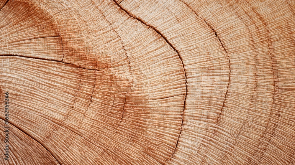 Naklejka premium Detailed close-up of aged tree rings showcasing natural patterns and textures in wood