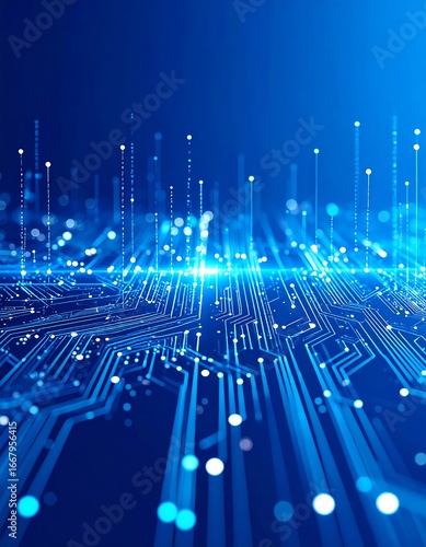 Digital Circuitry Network, Abstract Blue Glow