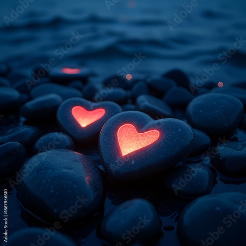 heart shaped stones