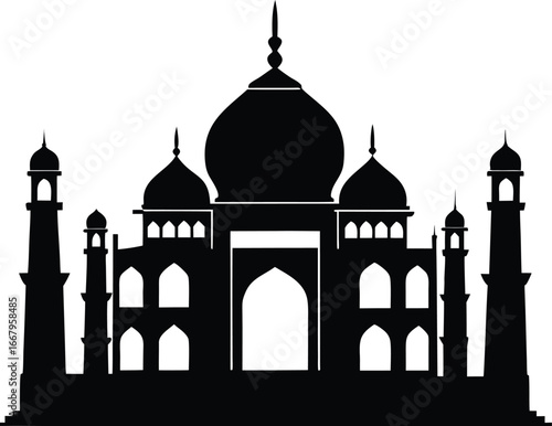 Taj Mahal Domes With Arches Silhouette