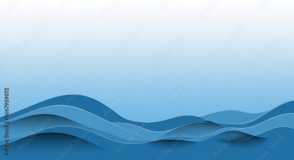 Obraz premium Abstract ocean waves. Blue, curved lines create a sense of depth and motion against a gradient background.