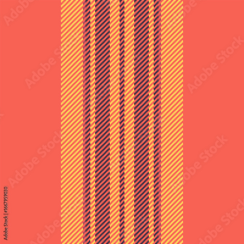 Velvet texture pattern fabric, hat textile seamless vector. Thread plaid check tartan background in red and amber colors.