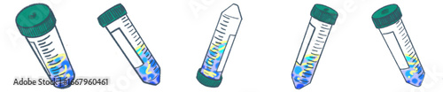 Test Tube with DNA Spiral Illustration PNG for Science Infographic and Presentation