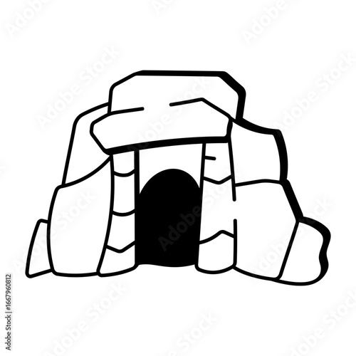 A sketchy style icon representing a cave
