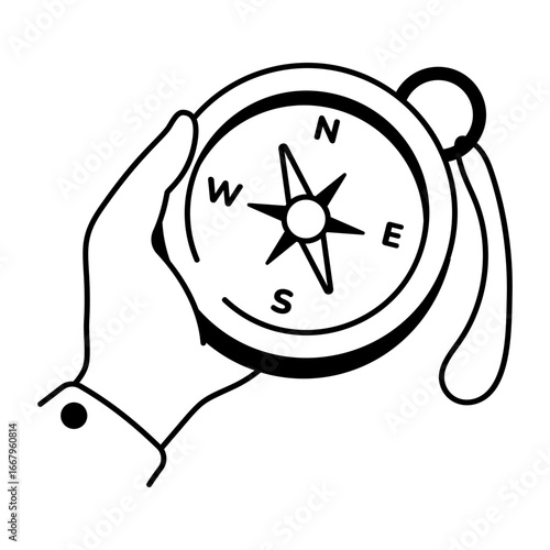 A drawing style icon denoting a compass
