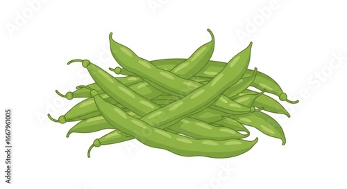 Pile of Green Beans: Fresh Vegetable Illustration