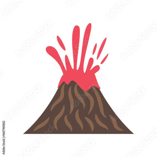 Volcano eruption with hot lava illustration. Volcano isolated on background. 