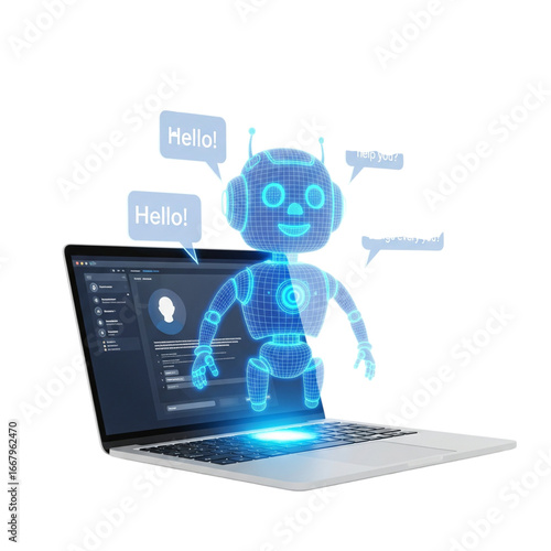 Wallpaper Mural Friendly robot assistant offering support from a laptop, integrating AI technology to enhance customer service and automate tasks, creating a modern and efficient digital experience Torontodigital.ca