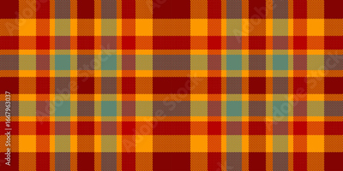 Womens fashion background tartan textile, multicolor pattern plaid fabric. Wallpaper check vector seamless texture in bright and maroon colors.